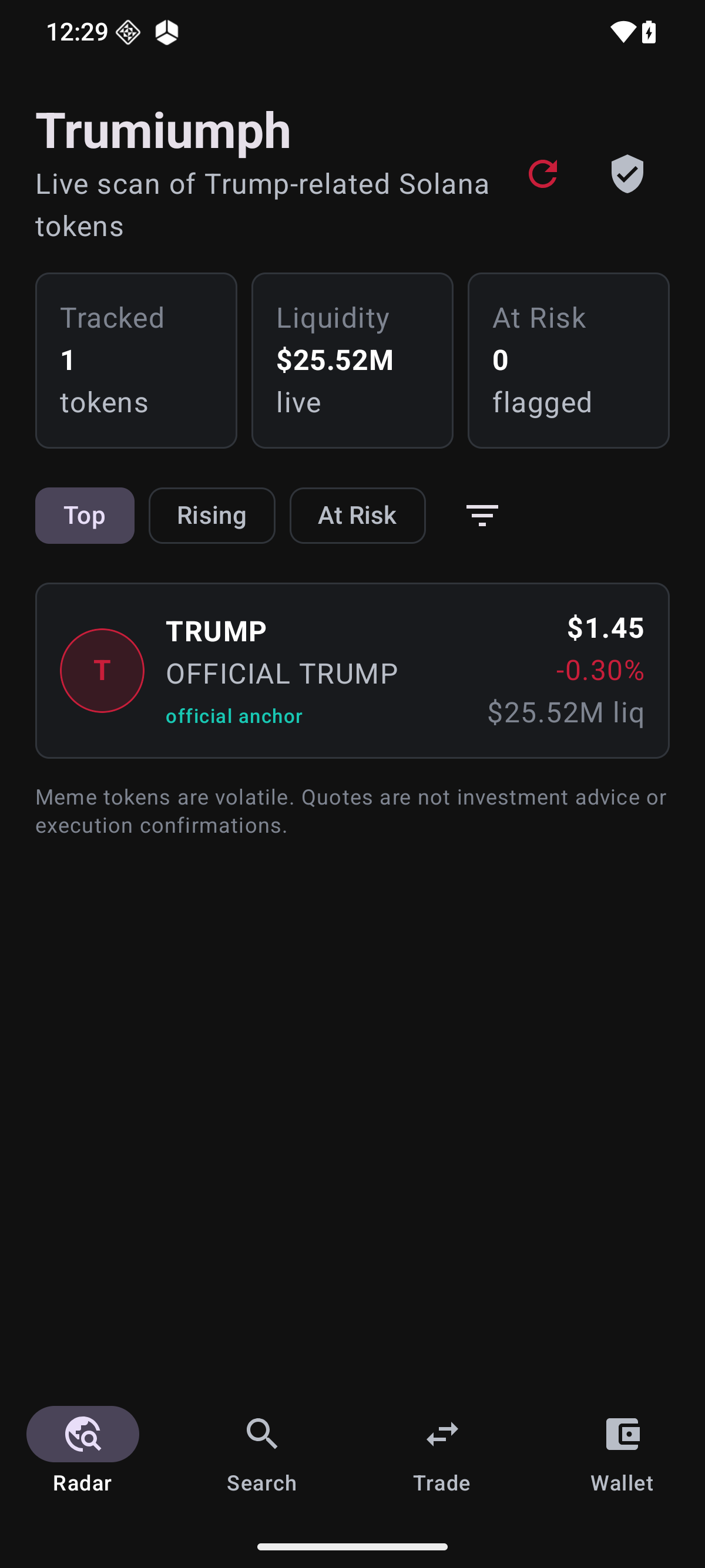 Trumiumph Radar screen